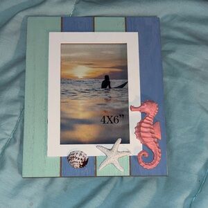 Coastal Blue and Pink Seahorse Picture Frame